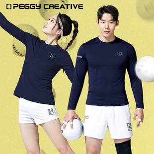韩国佩极羽毛球服男女款新款长袖运动服速干圆领休闲健身瑜伽上衣