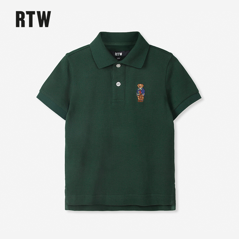 RTW童装小熊男童翻领POLO衫2024新款夏装t恤姐弟儿童保罗亲子短袖