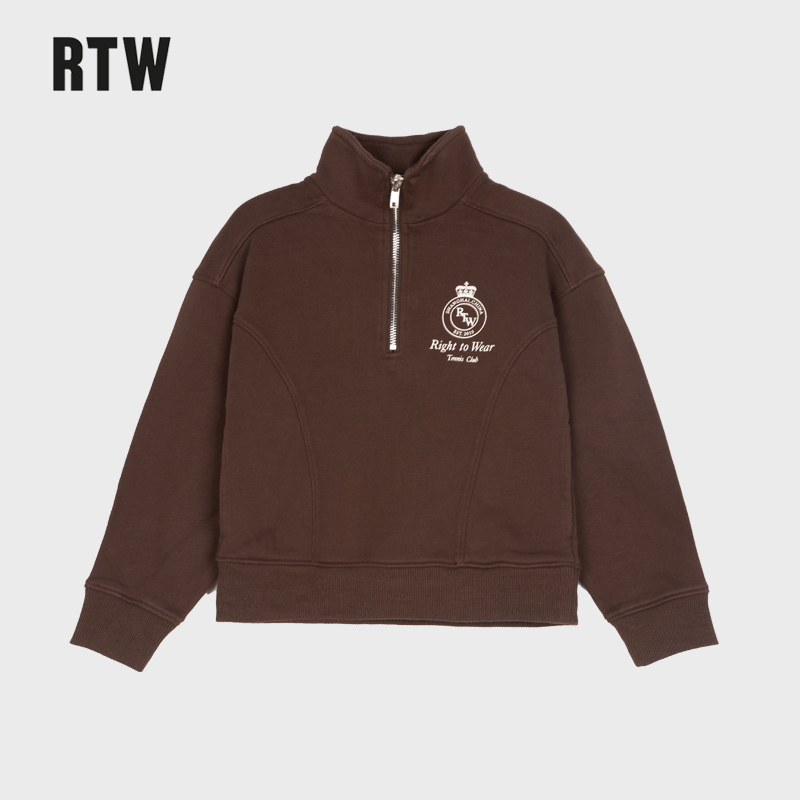 RTW童装儿童纯棉休闲半拉链卫衣