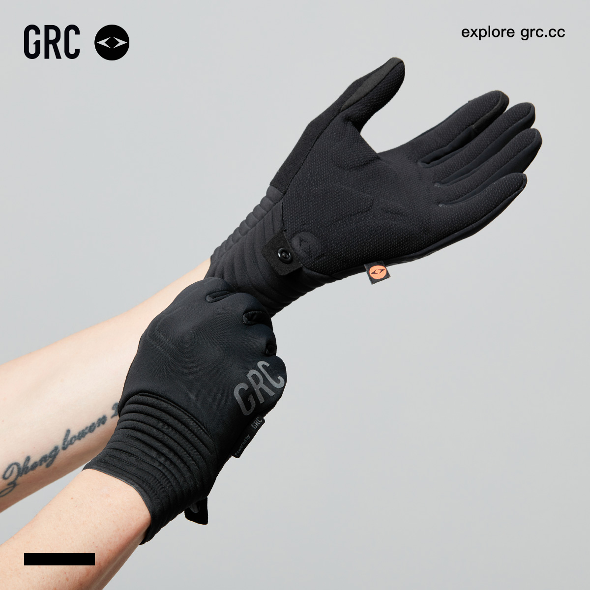 GRC桀骜无尽冬季新款3D人体工学双箭头防风抓绒保暖公路骑行手套