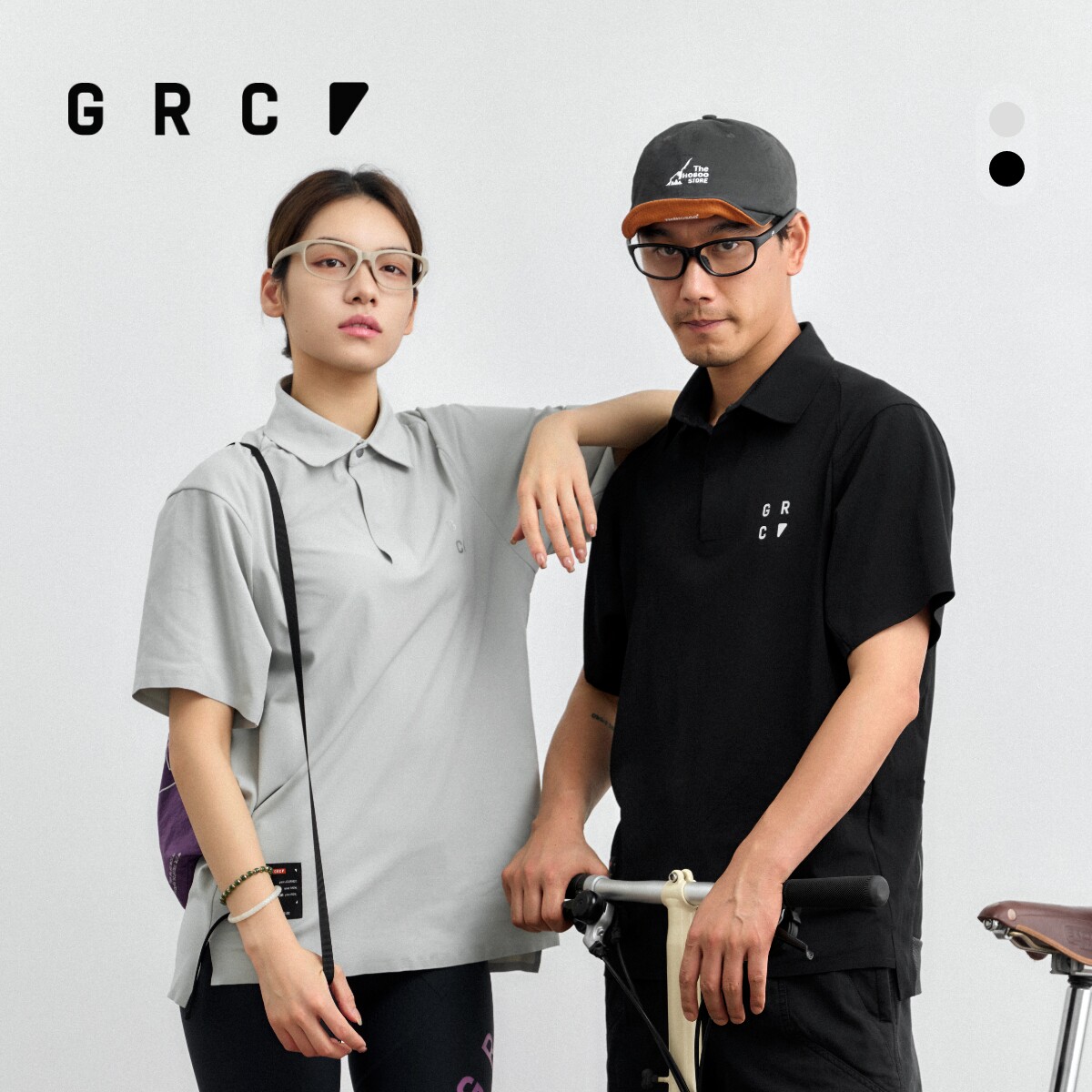 GRC夏季CREW公路车休闲骑行服上衣宽松骑行短袖衬衫polo衫男女