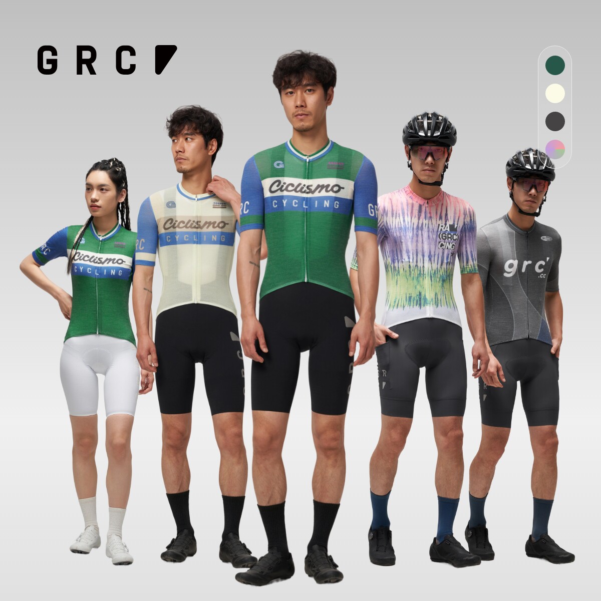 GRC夏季新款CMYK风驰岁月透气骑行短袖上衣公路自行车骑行服男女