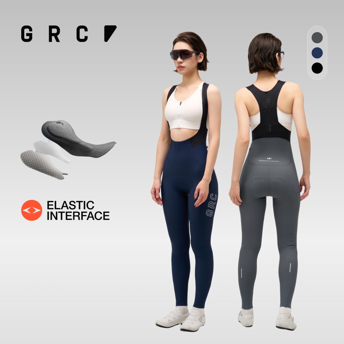 GRC秋冬TECH双箭头抓绒保暖公路车自行车骑行服背带骑行裤长裤女