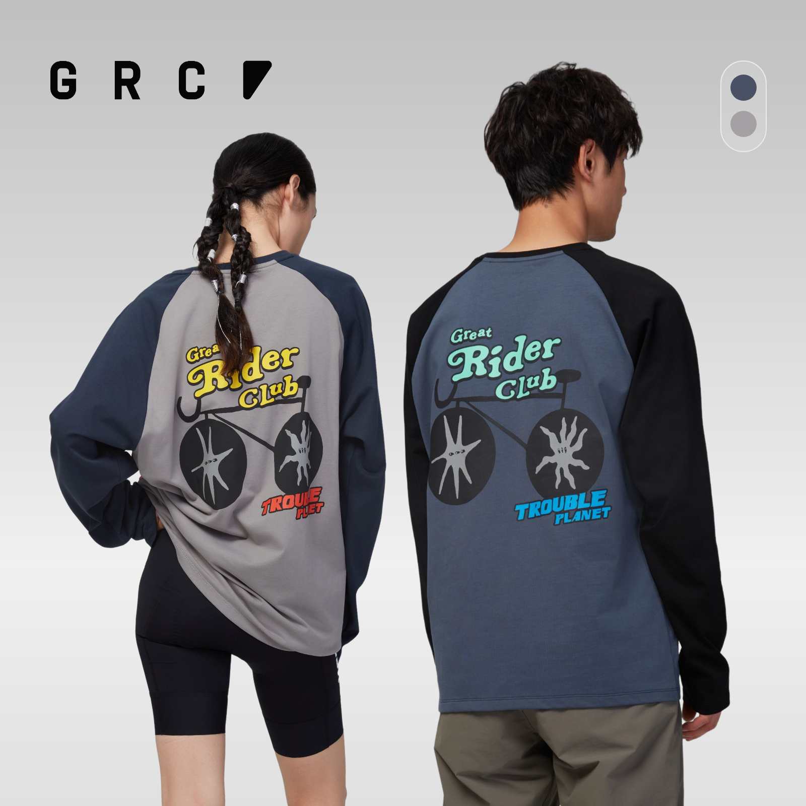 GRC桀骜无尽新款麻烦星球联名系列纯棉休闲透气反光T恤长袖男女款