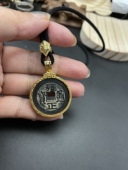 原创设计定做925纯银铜钱吊坠边框空托挂件外圈镶嵌卡扣银元 项链