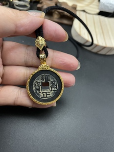 原创设计定做925纯银铜钱吊坠边框空托挂件外圈镶嵌卡扣银元项链