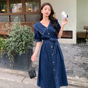 现货 现货【新款】  娃娃领学院风牛仔连衣裙 P125 控185图片