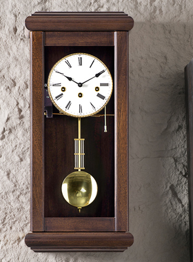 欧式复古黑胡桃实木高档装饰挂钟客厅古典赫姆勒机械时钟HP0126