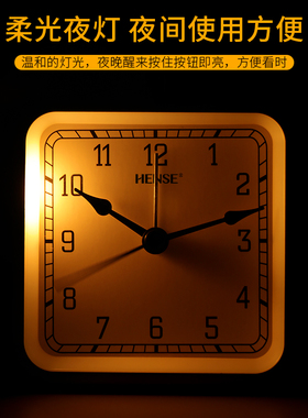 汉时创意金属夜光闹钟卧室学生用静音钟表桌面儿童女孩小时钟HA42