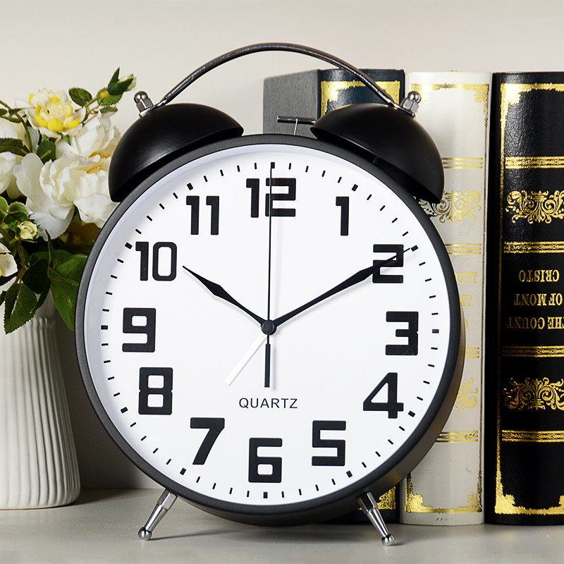 汉时创意金属夜光闹钟卧室学生用静音钟表桌面儿童女孩小时钟HA58