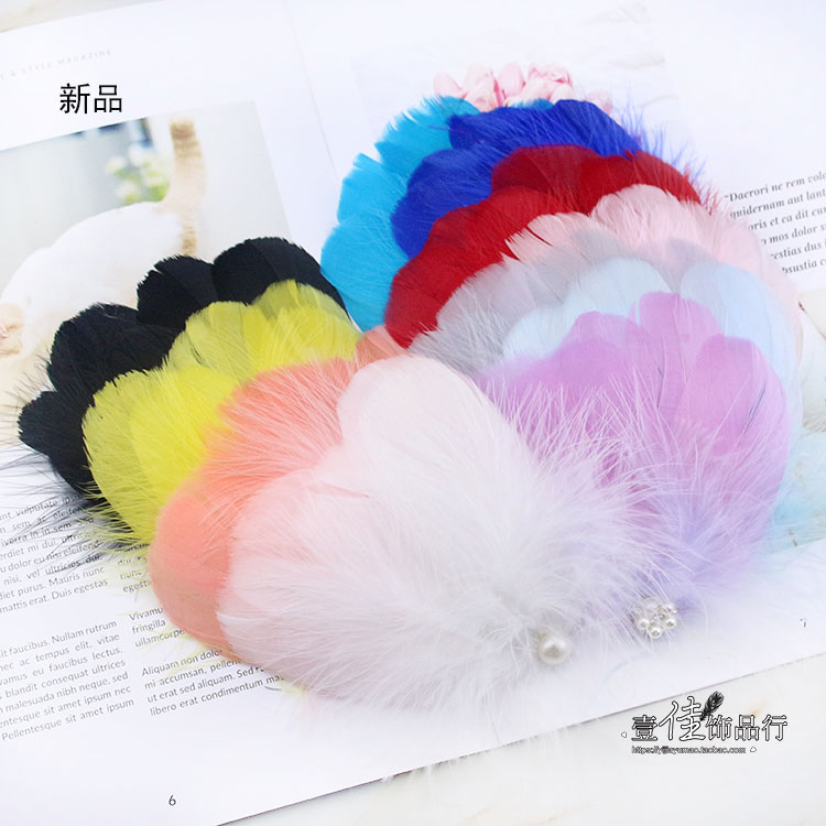 2件包邮儿童羽毛头饰头花发饰边夹舞台演出材料婚庆摄影胸花两用