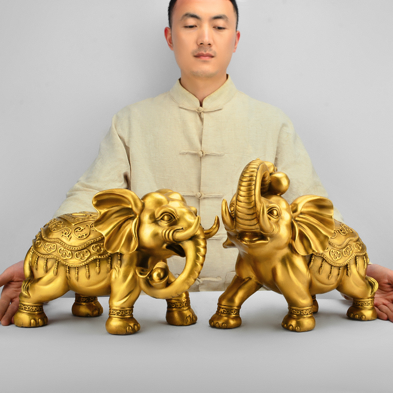 铜大象摆件纯铜一对吸水象
