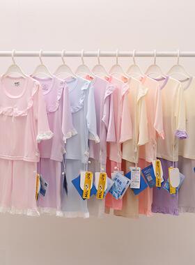 阿米阿奇女童莫代尔睡衣夏季新款家居服套装九分袖大童女孩空调服