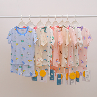 短裤 莱赛尔家居服短袖 居家男童女童空调服宝宝睡衣 薄款 儿童夏季
