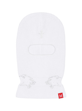 H3LLO FLAG水钻头套 巴拉克拉法帽烫钻面罩十字架冷帽镶钻针织