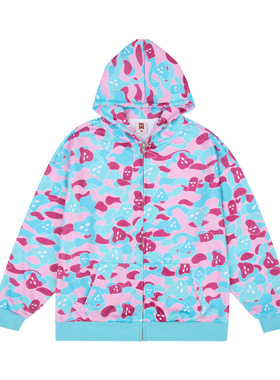 H3LLO FLAG 南海岸South Beach头套幽灵迷彩拉链连帽卫衣 宽松