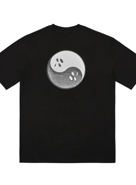 H3LLO FLAG烫钻logo太极面罩Tee 巴拉克拉法帽头套短袖恶搞T恤