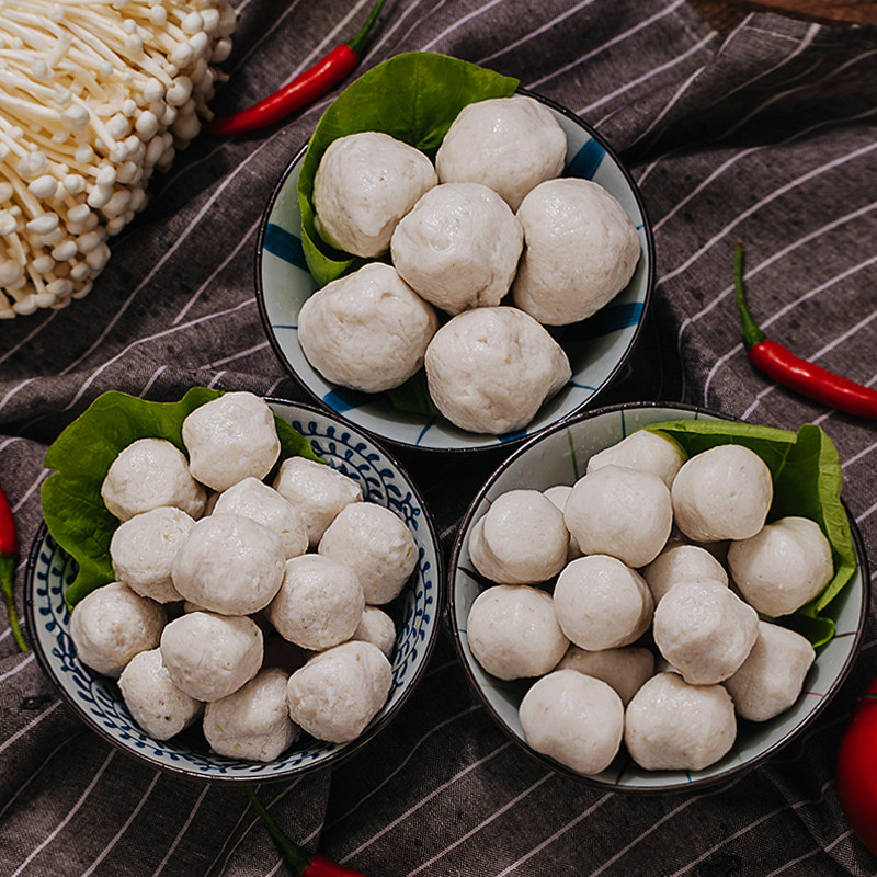 舌尖上的中国一品李潮汕达濠鱼丸手工丸纯鱼丸海鱼蛋火锅丸子组合