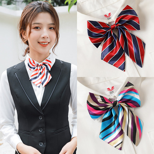 新款职业领结衬衫女银行酒店空姐收费站职员韩式领花珍珠头花领花