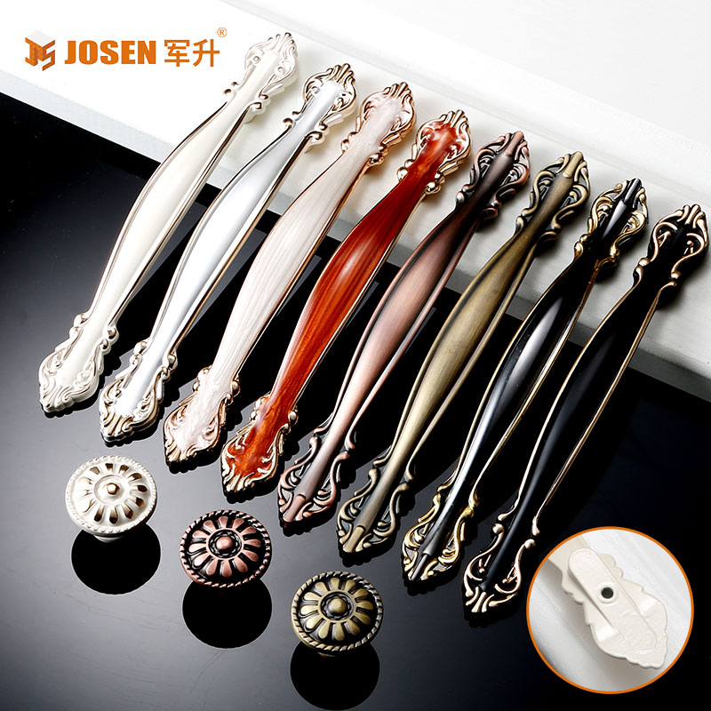 北欧拉手美式柜门实心门把手简欧式橱柜衣柜抽屉田园黑色象牙白