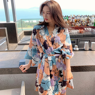 AMYDIMO睡衣家居服魅影2.0春夏小众设计女士舒适丝滑睡袍两件套