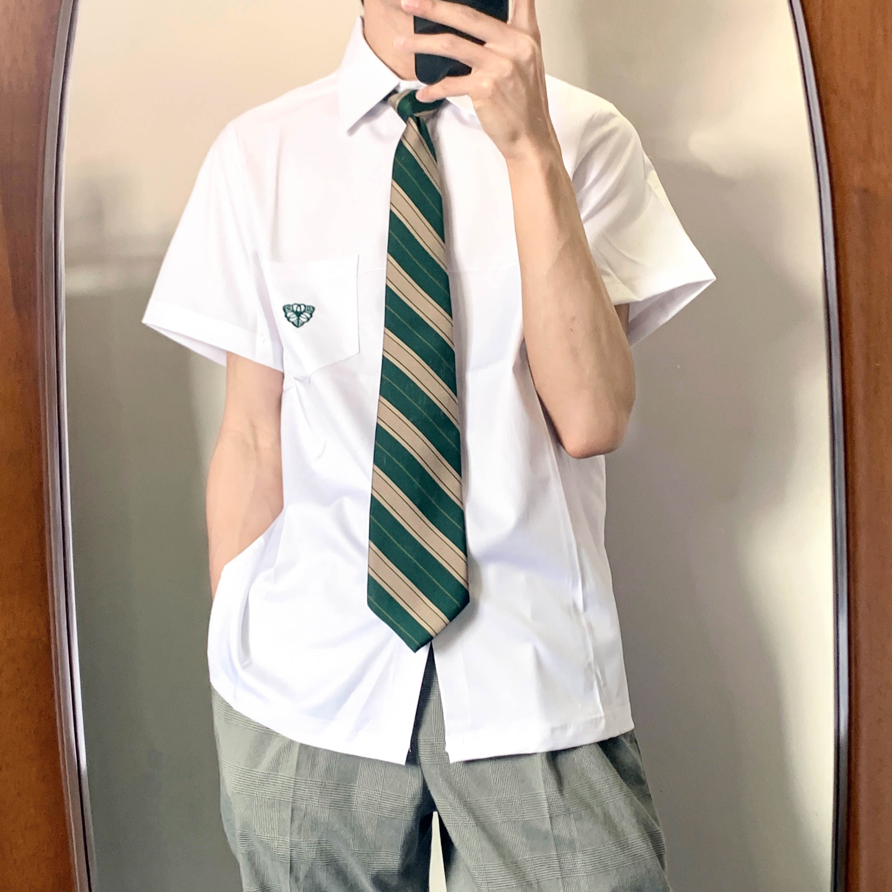 QIU YE SLEEPY BAYBERRY ORIGINAL SHORT-SLEEVED SHIRT SPOT DK UNIFORMS SPRING AND AUTUMN JAPANESE COLLEGE STYLE MEN AND WOMEN