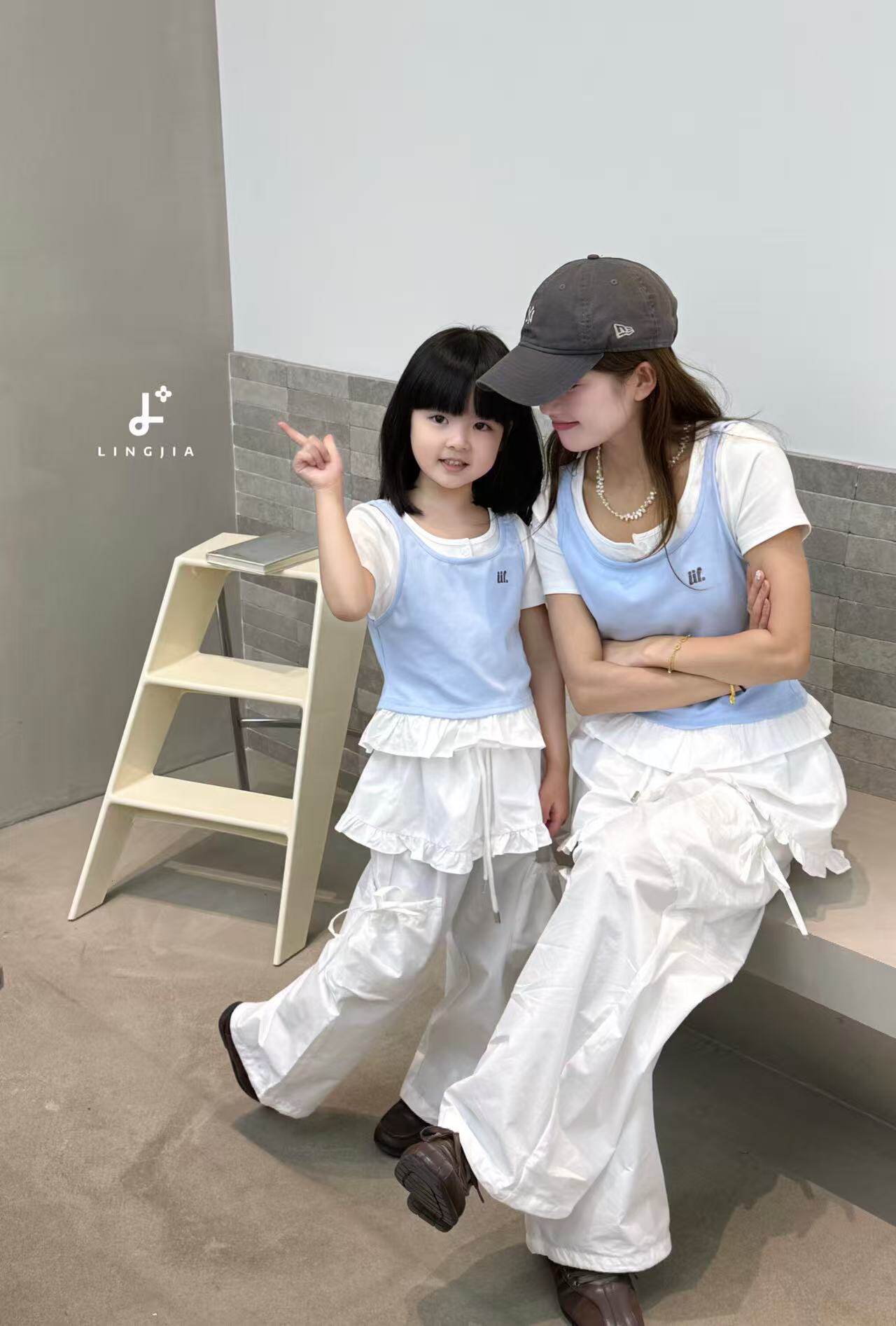 LINGJIA2026夏季新款儿童套装女童短袖T恤百搭女孩T背心裤子套装