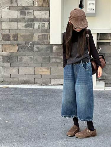 波拉童装2025新款儿童牛仔裤百搭九分牛仔裤男女童直筒裤女孩裤子