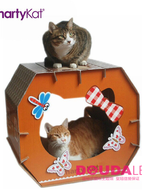 Smarty Kat猫抓板一体猫窝耐磨不掉屑耐抓特大号瓦楞纸立式猫屋箱