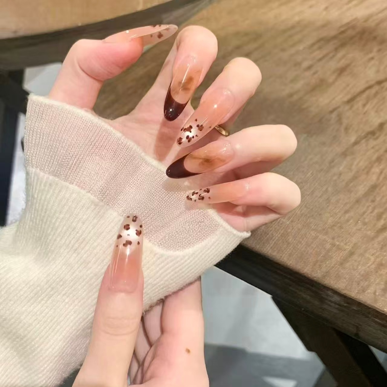 【黑糖豹纹】穿戴甲原创新款高品质短款纯手工温柔显白网红指甲片