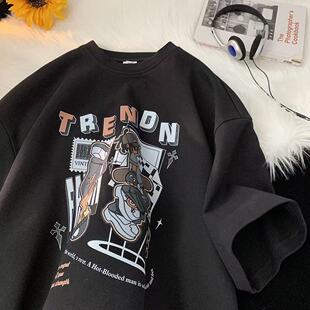 体恤宽松学生新款潮牌男款夏季半袖五分ins大码短袖t恤青少年