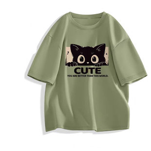 男款 夏季 2025夏季 情侣半袖 休闲宽松上衣inst恤男12 新款 绿色短袖