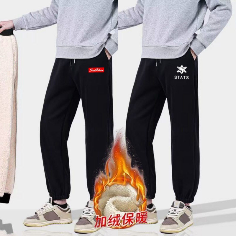 加绒厚款显瘦羊羔绒束脚裤秋冬季男士宽松潮流印花百搭垂感运动裤,男装,休闲裤,淘宝优惠券,粉丝福利购,淘宝优惠卷