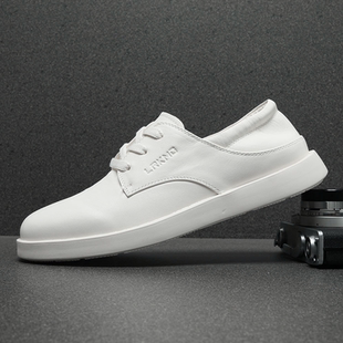 牛皮男鞋2026春季透气软底小白鞋男真皮单鞋潮流休闲皮鞋男乐福鞋