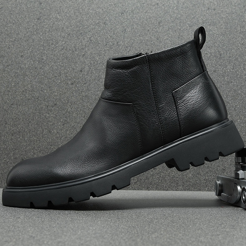 男鞋秋冬马丁靴2025头层牛皮高帮休闲皮鞋男士真皮切尔西拉链皮靴