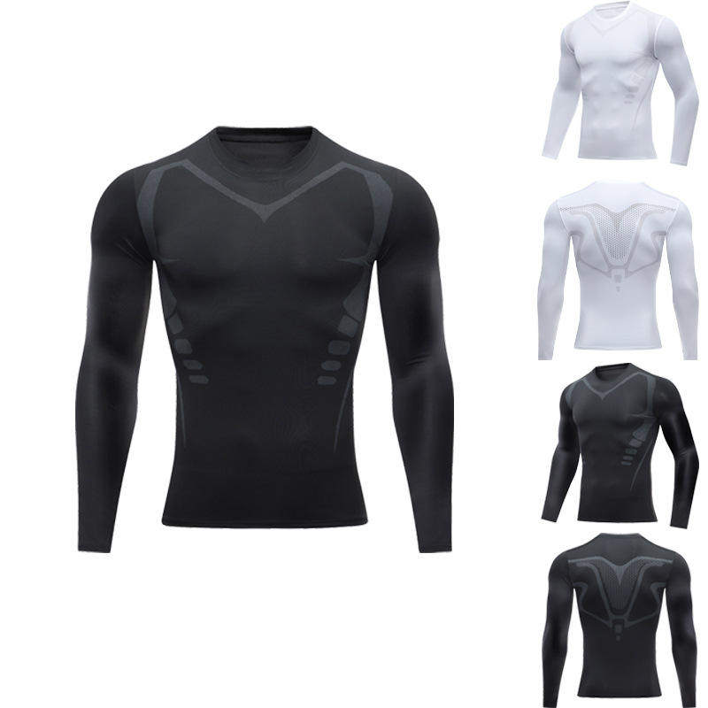 户外跑步排汗弹力篮球男运动衣健身房肌肉训练透气压缩印花紧身衣