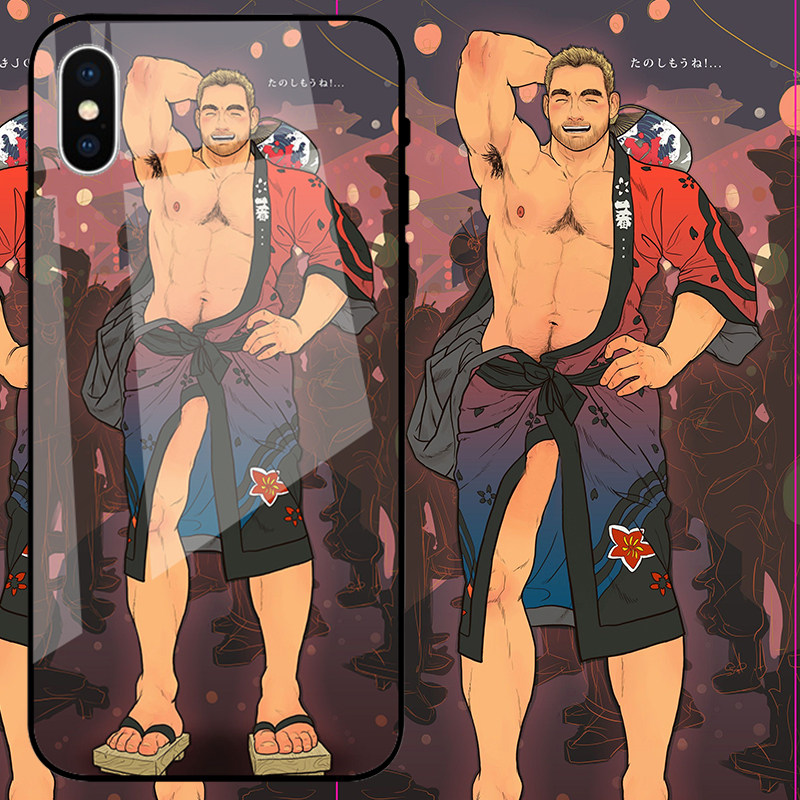 和服大叔玻璃手机壳适用苹果12PROMAX华为P40VIVOS9小米11三星S10