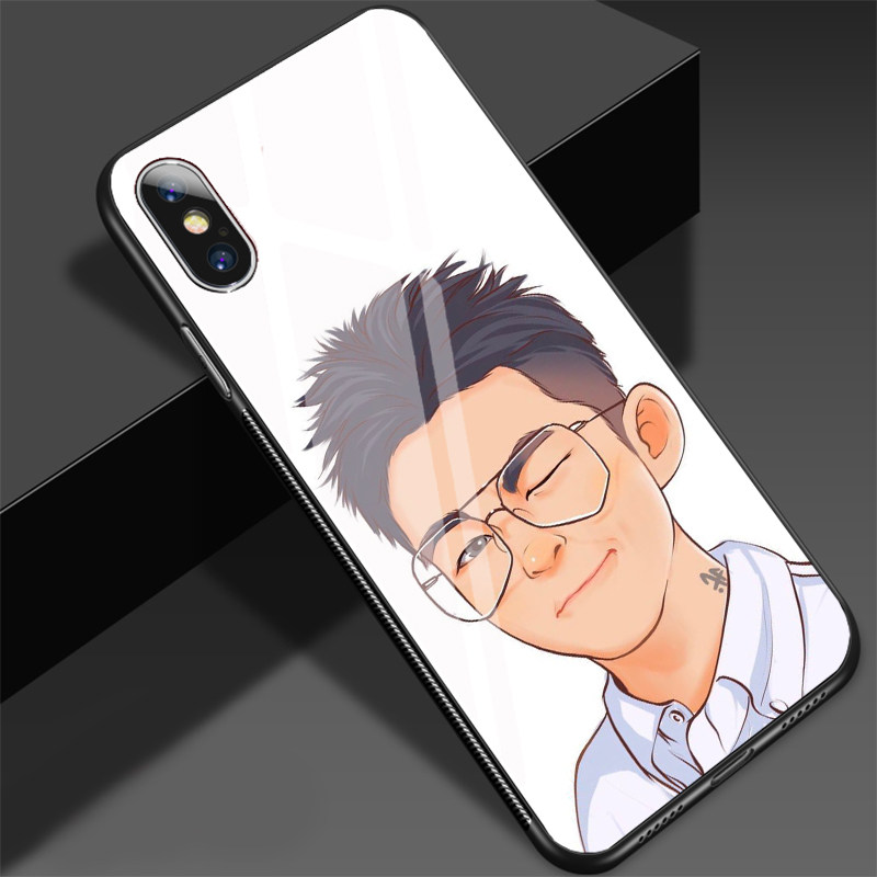 软萌男生玻璃手机壳适用苹果12promax华为mate40小米10至尊魅族17