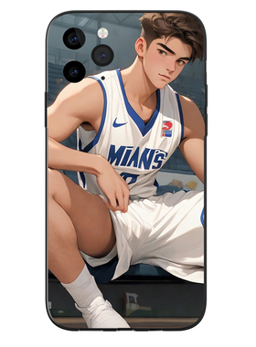 戈野篮球体育生手机壳适用15promax苹果14VIVOX90红米note12钢化玻璃壳一加8OPPOReno9荣耀100简约黑色保护套