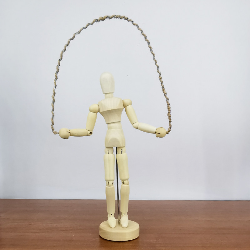 梧棣木人创意木人跳绳运动造型桌面摆件可爱体育人偶装饰