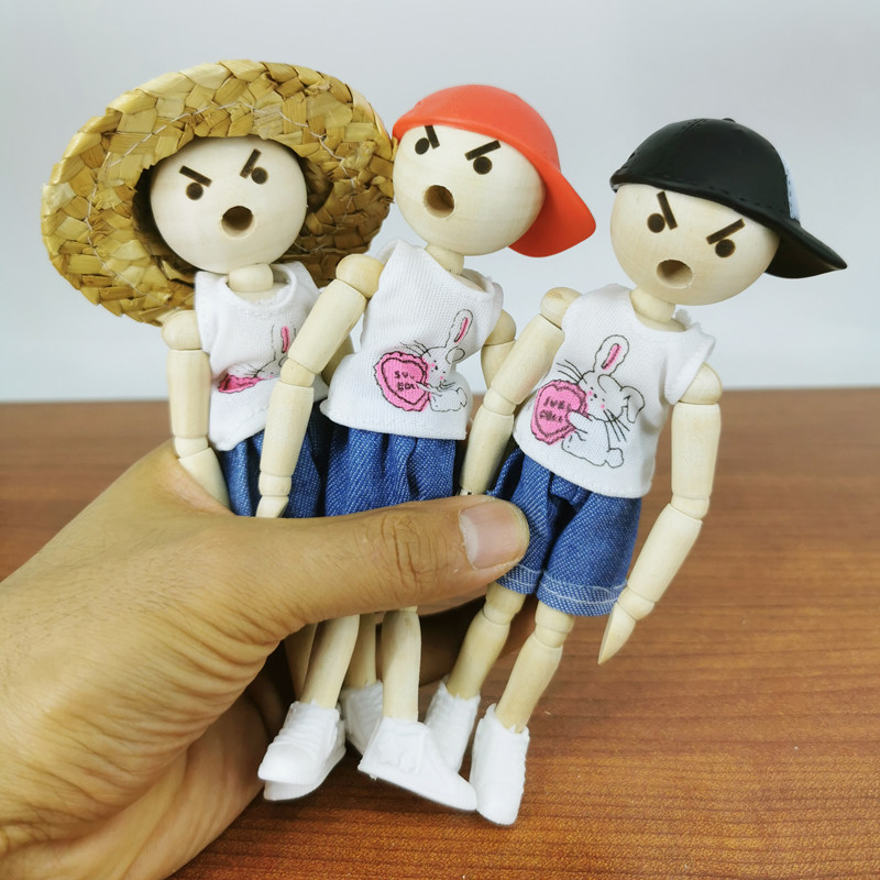 梧棣木人可爱表情木头人嘴巴带笔插功能创意文创用品木偶人笔插