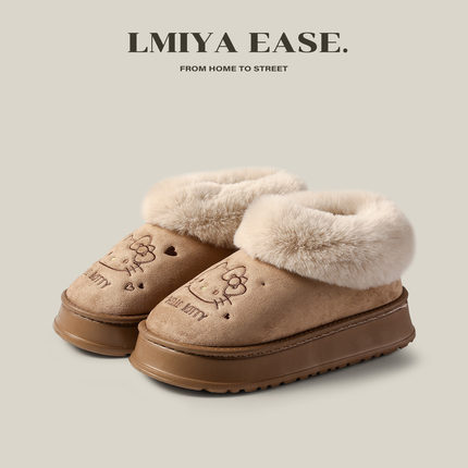 HelloKitty毛毛棉拖鞋包跟女士棉鞋秋冬季2025新款加厚底保暖家居