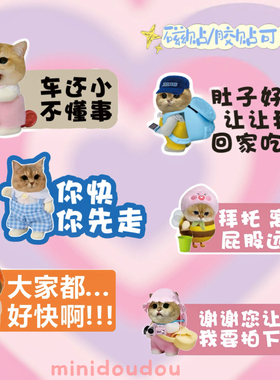 可爱宝宝猫车贴汽车标志贴纸卡通女司机磁性实习反光划痕个性定制