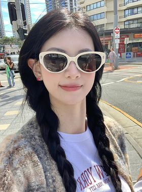 覆古猫眼墨镜女可折叠2025新款高级感韩潮防晒防紫外线窄框太阳镜