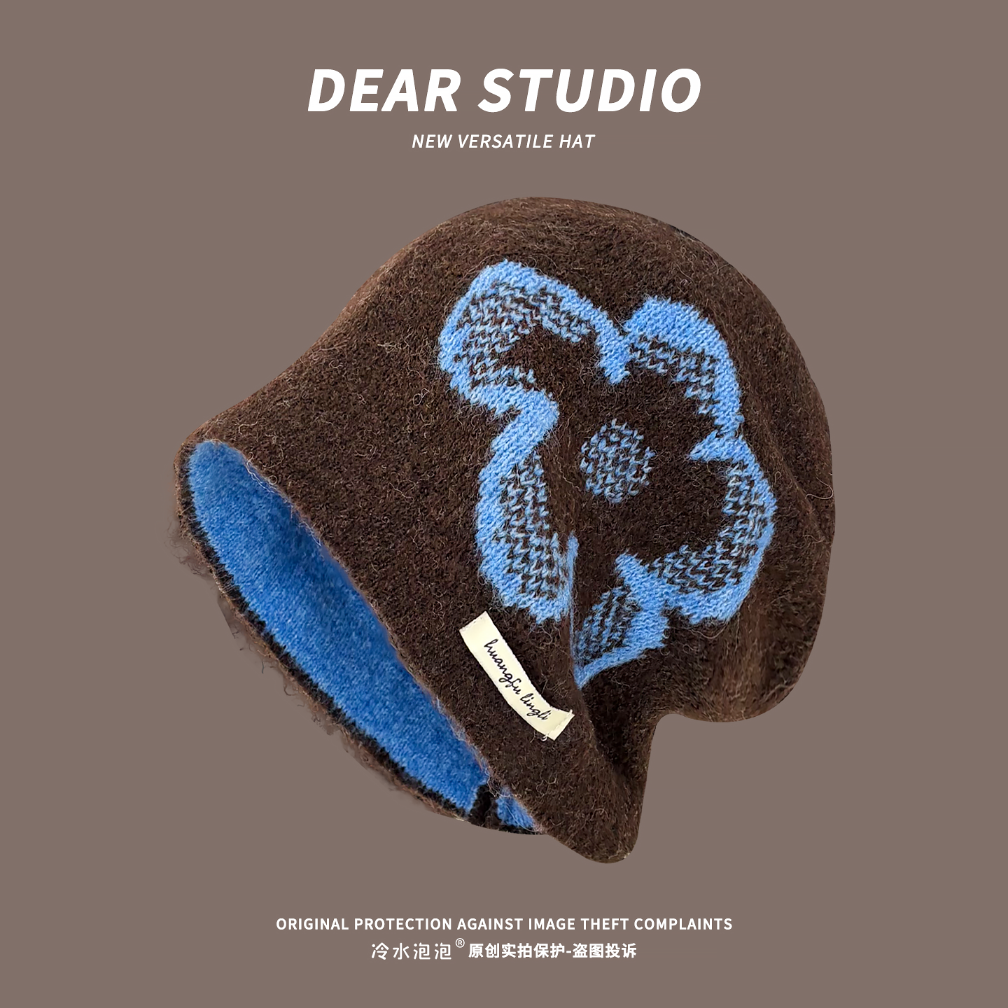 小花朵设计包头帽子女