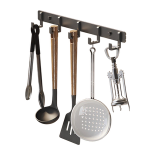 厨房挂钩免打孔一排强力粘胶厨具收纳神器壁挂勺子铲子锅铲置物架