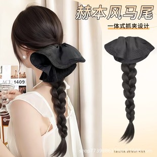 假发辫子发夹女后脑勺大肠发圈麻花辫高扎低扎长马尾发饰假发抓夹