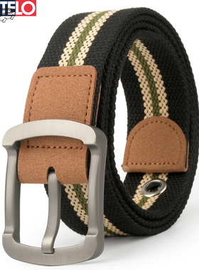 卡帝乐鳄鱼针扣腰带男帆布皮带青年学生少年韩版潮流裤腰带牛仔裤