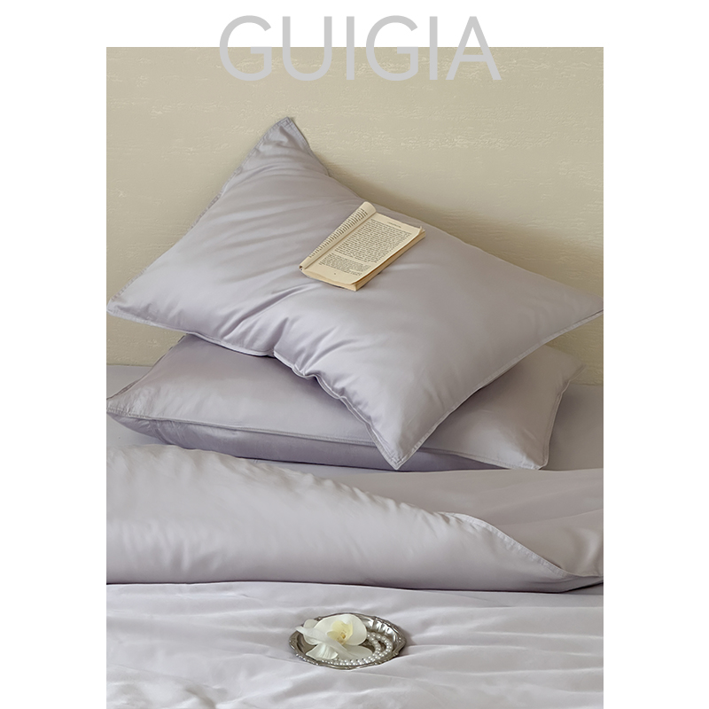 闺家·前川紫烟·超柔软砂洗天丝棉四件套裸睡床单纯色床上用品