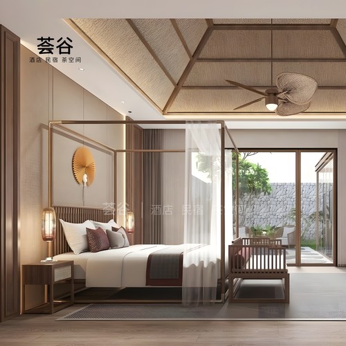 新中式实木双人架子床定制